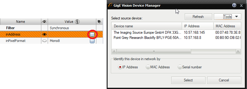 Device manager selecting address