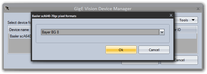 Selecting pixel format