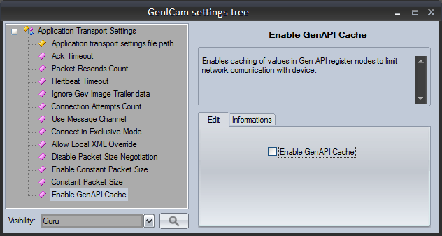 Changing parameter values in GenICam Settings Tree