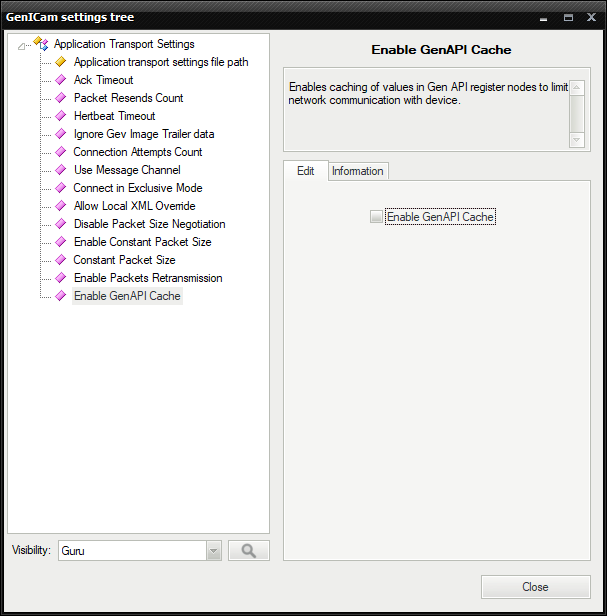 Changing parameter values in GenICam Settings Tree
