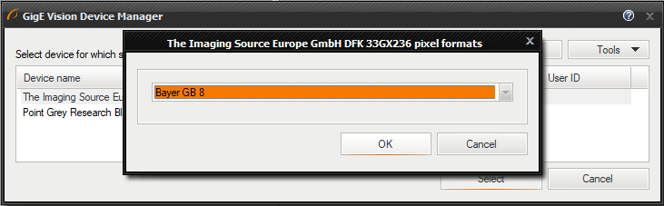 Selecting pixel format