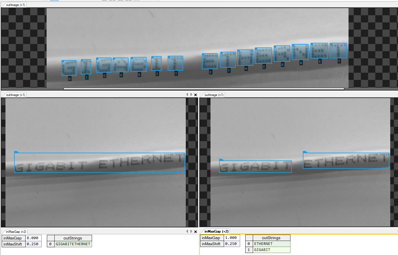 Different values of the inMaxGap and inMaxShift parameters result in a different number of lines.
