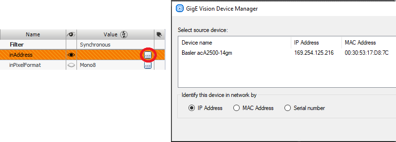 Device manager selecting address
