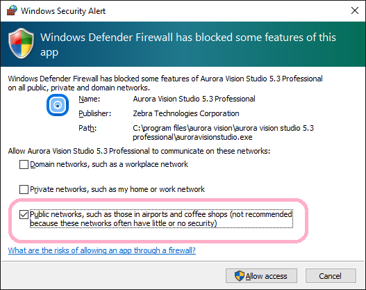 Windows 7 firewall message